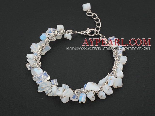 moonstone bracelet with metal chain and lobster clasp