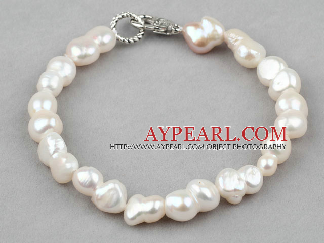 Enkelt Design Cucurbit Shape Hvit Freshwater Pearl Bracelet