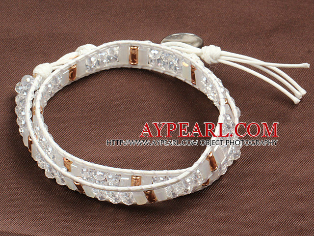 Fashion Style Clear Crystal Beads Wrap Bangle Bracelet