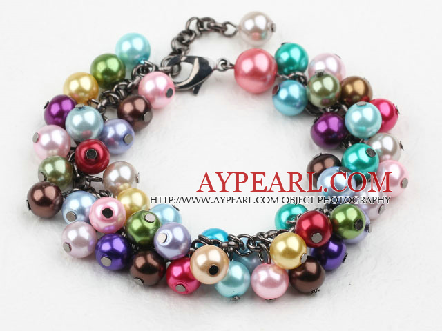 Assorted Multi Color Shell Beads Bracelet with Lobster Clasp