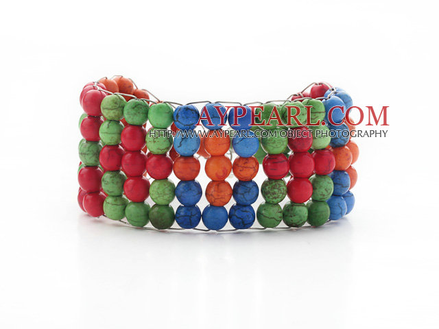 Bracelet coloré assorti teinte turquoise de fil avec mousqueton