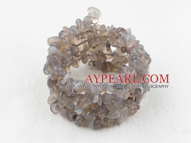 Lång Style Gray Agate Wrap Bangle Armband