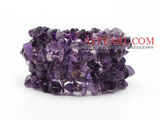 Lang stil Amethyst Chips Wrap Bangle Bracelet