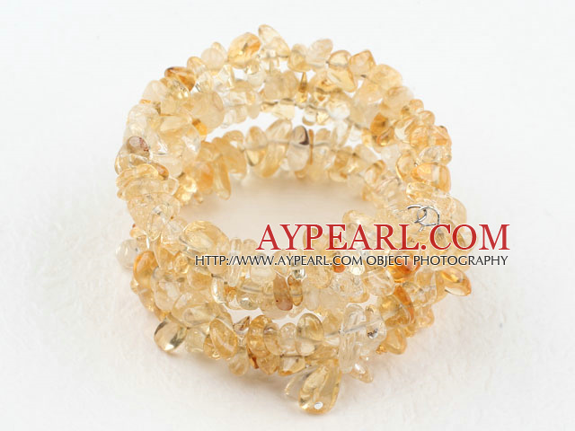 Long Style Citrine Chips Wrap Bangle Bracelet