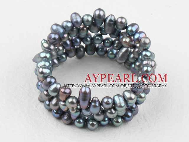 Black Freshwater Pearl Wrap Bangle Armband