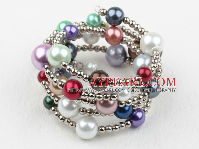 Assorted Multi Color Acrylic Pearl Wrap Bangle Bracelet