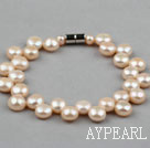 7-8mm Natural Pink Freshwater Mabe Pearl Bryllupsutstyr Armbånd med magnetisk lås