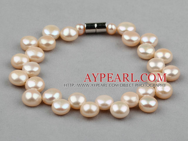 7-8mm Natural Pink Freshwater Mabe Pearl Bryllupsutstyr Armbånd med magnetisk lås