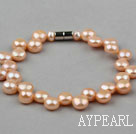 7-8mm Natural Dark Pink Freshwater Mabe Pearl Bridal Bracelet with Magnetic Clasp