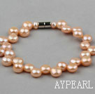 7-8mm Natural mørk rosa Freshwater Mabe Pearl Bryllupsutstyr Armbånd med magnetisk lås