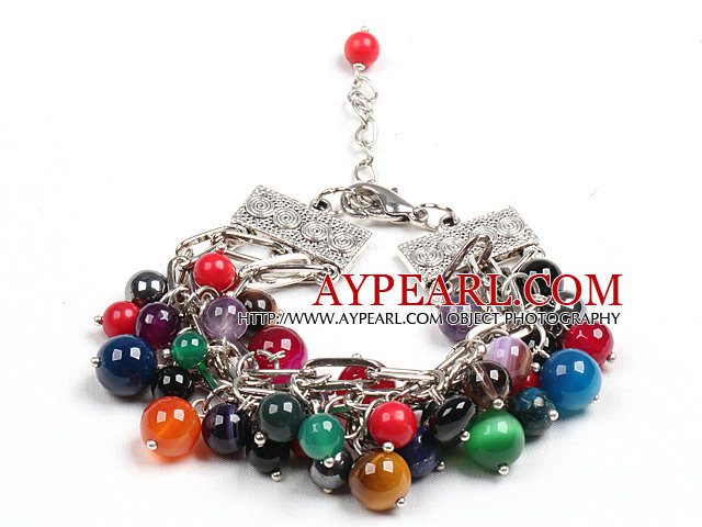 Fashion Multi Color Multi Gemstone Beads Charm Bracelet