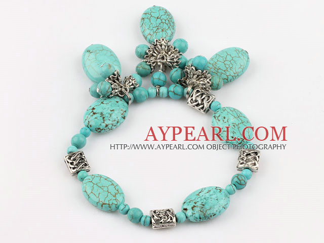 beautiful turquoise elastic bracelet with turquoise pendant