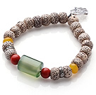 Vintage Style Single Strand Leaves the Bodhi Beads Coral Agate Bracelet With Charm