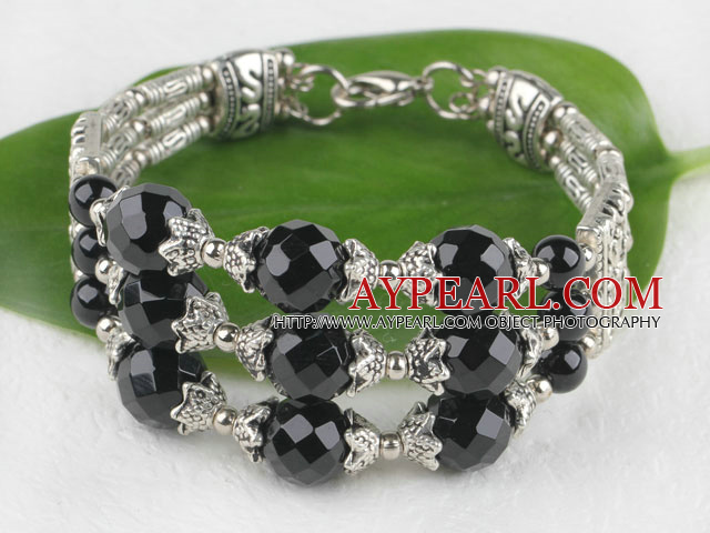 fashion black agate banlge with lobster clasp