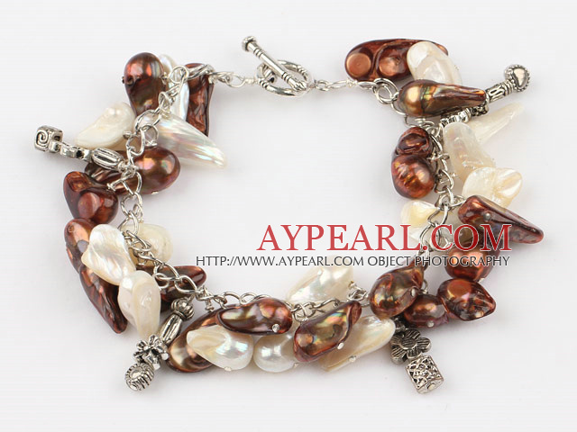 irregular shape pearl bracelet with toggle clasp