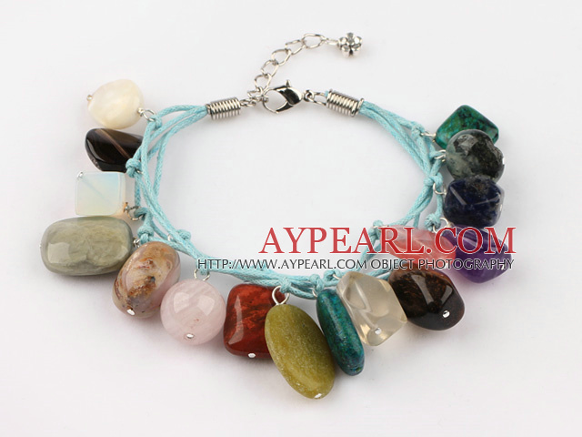 multi color stone and crystal bracelet with lobster clasp 