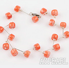 orange coral beaded bracelet with lobster clasp