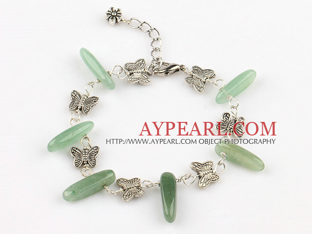 aventurine and butterfly charm bracelet with extendable chain