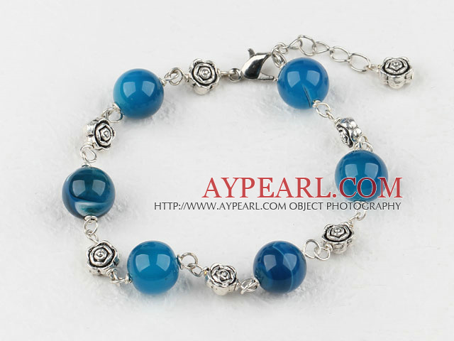 10mm blue agate bracelet with extendable chain