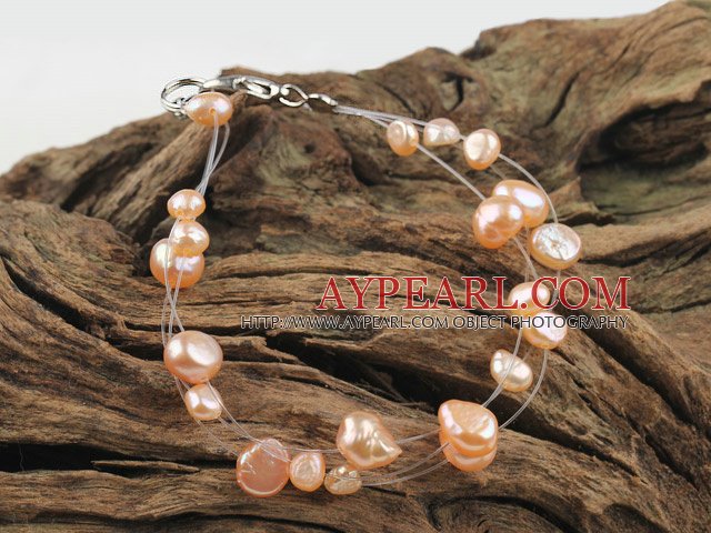 ロブスタークラスプを持つ単純な自然なピンクの真珠のブレスレット