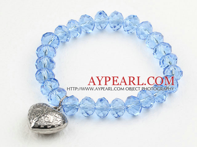 Einfache Design Sky Blue Crystal Elastic Armreif