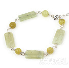 Fashion Round And Rectangle Shape Lemon Jade Bracelet With Lobster Clasp