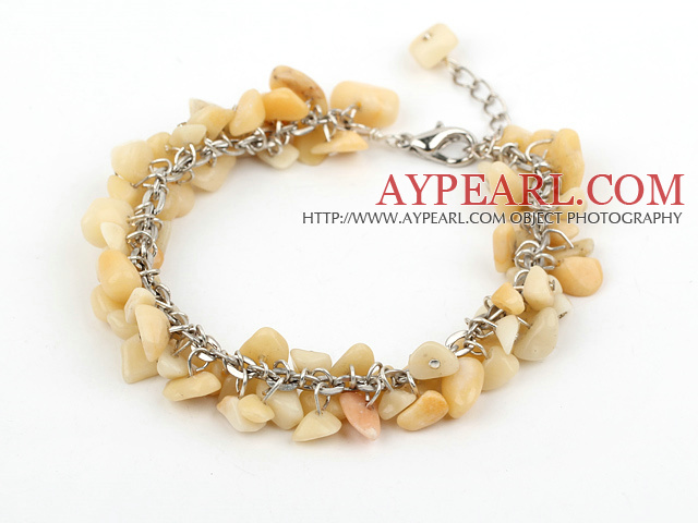 6-8mm yellow jade chips bracelet with extendable chain