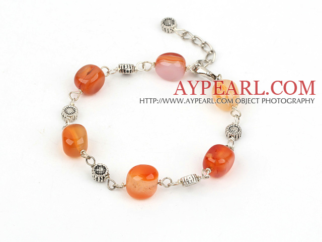 simple natural agate bracelet with lobster clasp