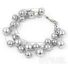 Autour de brins multi Bracelet Coquillage gris avec mousqueton