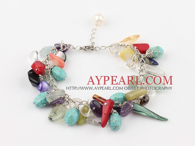 семь цветных браслетов камень с застежкой омар