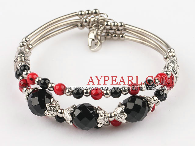 7.2 inches black agate and red bloodstone bangle