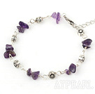 natural amethyst beaded bracelet with extendable chain