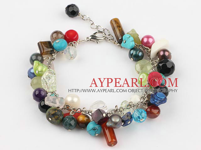 multi color stone bracelet with extendable chain