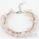 6mm natural rose quartze bracelet with extendable chain