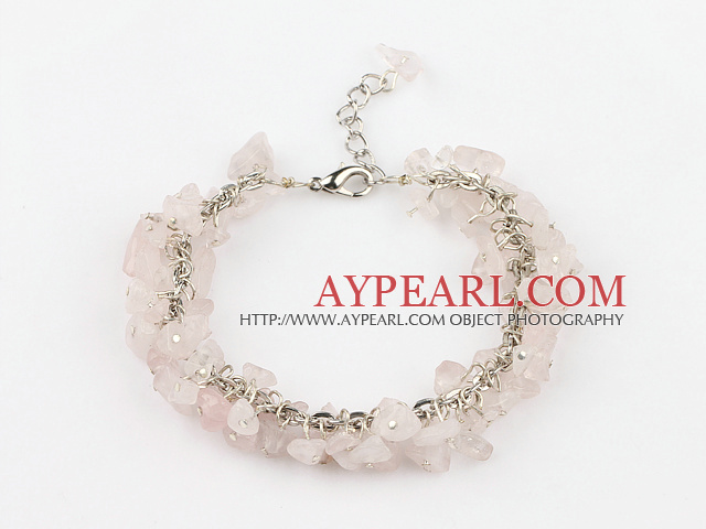 6mm natural rose quartze bracelet with extendable chain