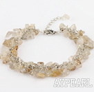 Wholesale 6mm natural citrine chips bracelet with extendable chain