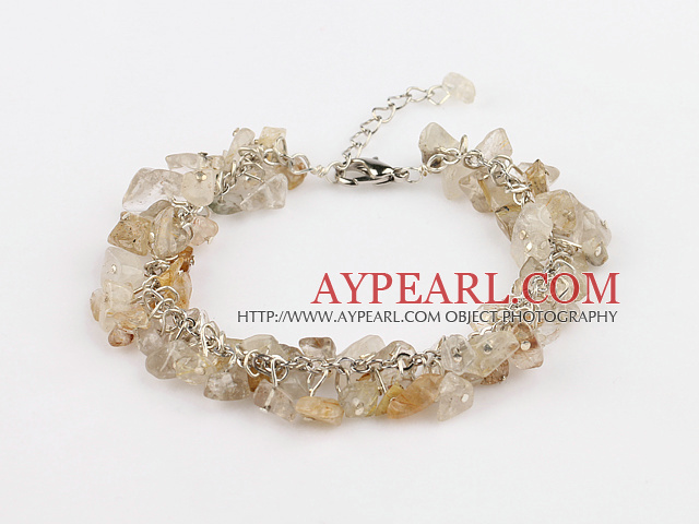 6mm natural citrine chips bracelet with extendable chain