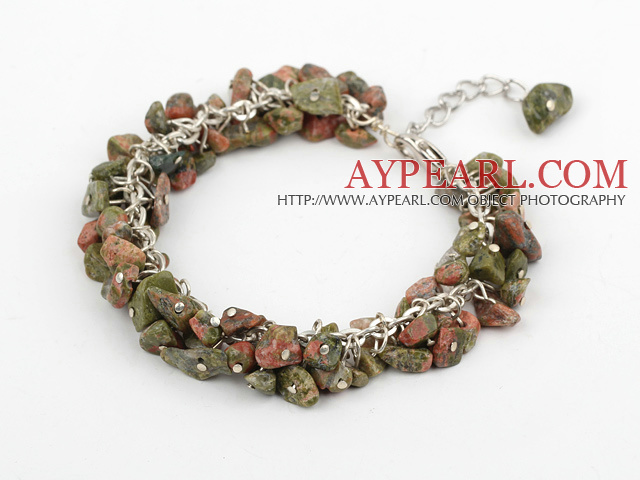 6mm natural green aventurine chips bracelet with extendable chain