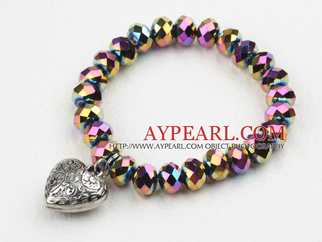 Multi Color Plated Crystal Elastic Bangle Bracelet