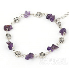 natural amethyst beaded bracelet with extendable chain