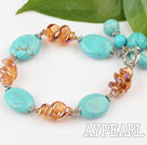 turquoise and colored glaze bracelet with toggle clasp