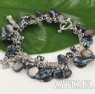 black pearl shell bracelet with toggle clasp