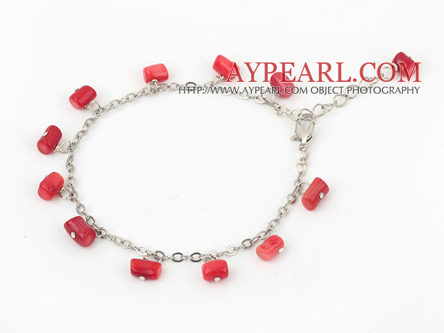 Wonderful Loop Style Multi Red Coral Bracelet With Extendable Chain