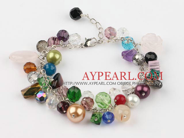 colorful stone crystal bracelet with extendable chain