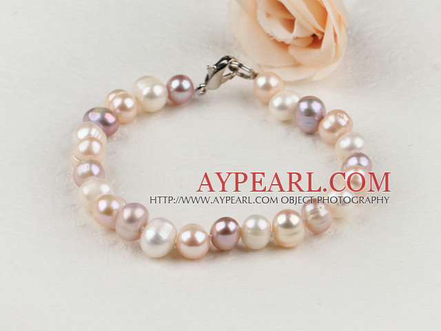 7-8mm cultured natural fresh water pearl bracelet 