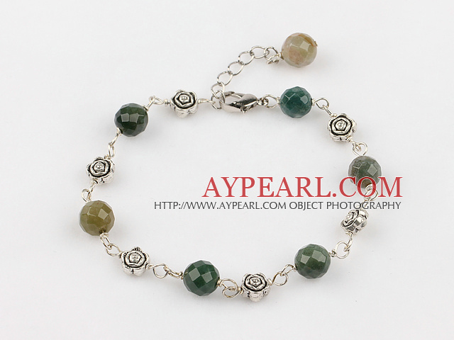 facettes bracelet agate indienne avec la chaîne extensible