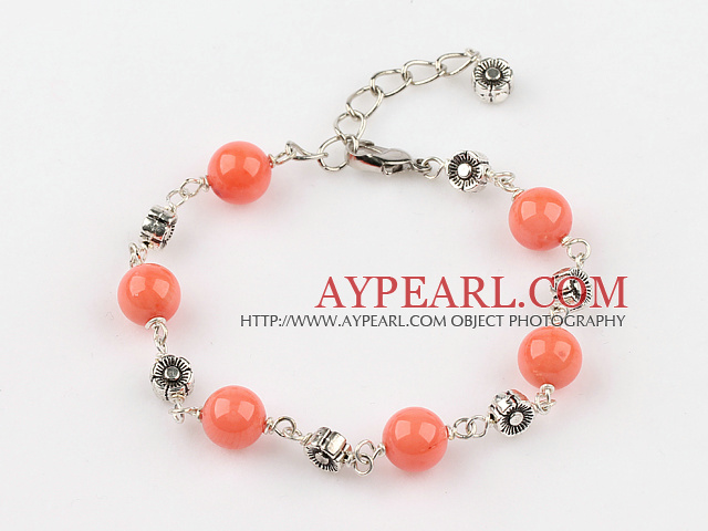 orange coral bracelet with extendable chain