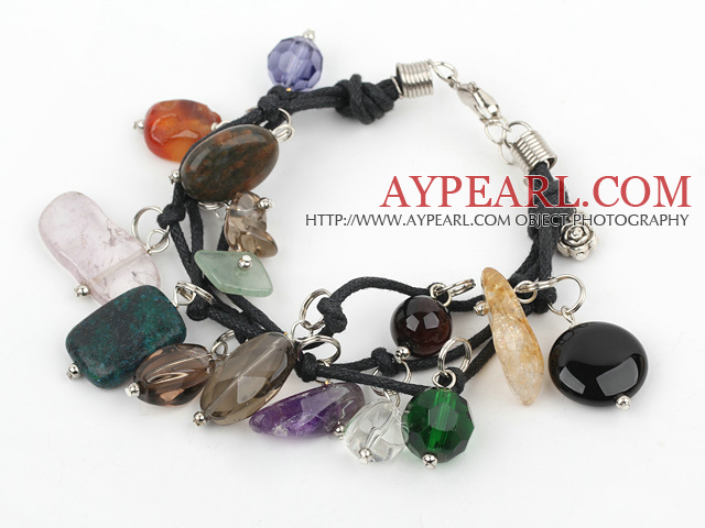 multi color stone bracelet with extendable chain