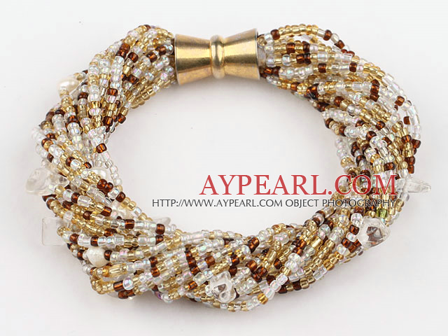 beautiful 3-4mm pearl and glass beads bracelet with magnetic clasp