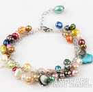 dyed colorful pearl bracelet with extendable chain